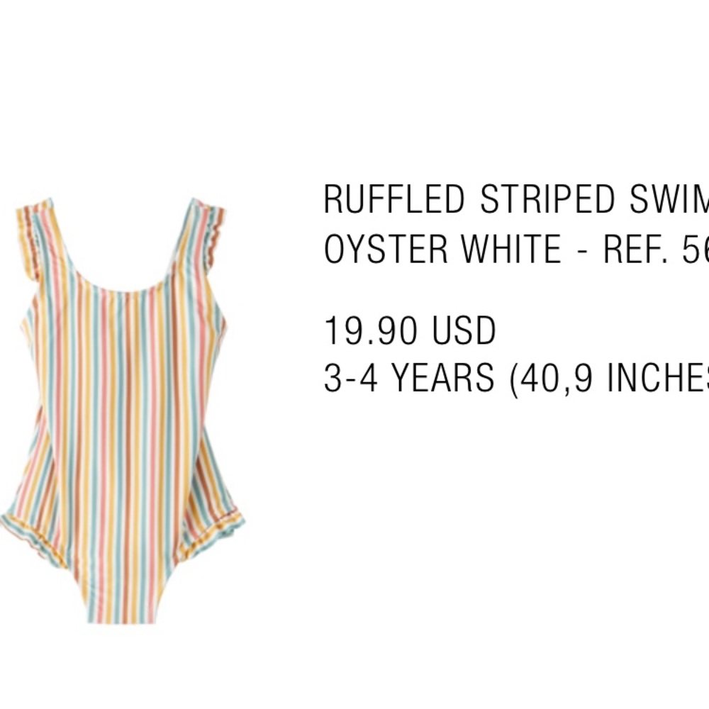 Zara 3t ruffled striped swimsuit